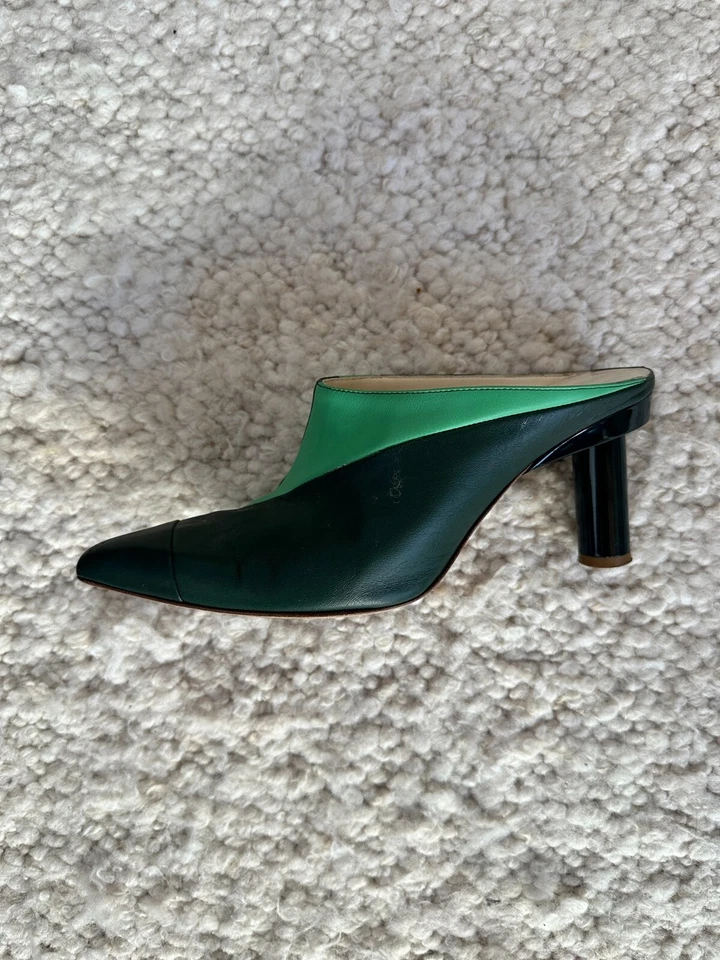 Salto mules de couro verde Tibi Joel tamanho 37 - Imagem 3 de 4