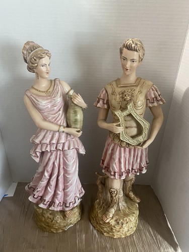 Pair of Antique 20th Century Roman/ Greek Couple RARE German Bisque 17.5” - Picture 1 of 15