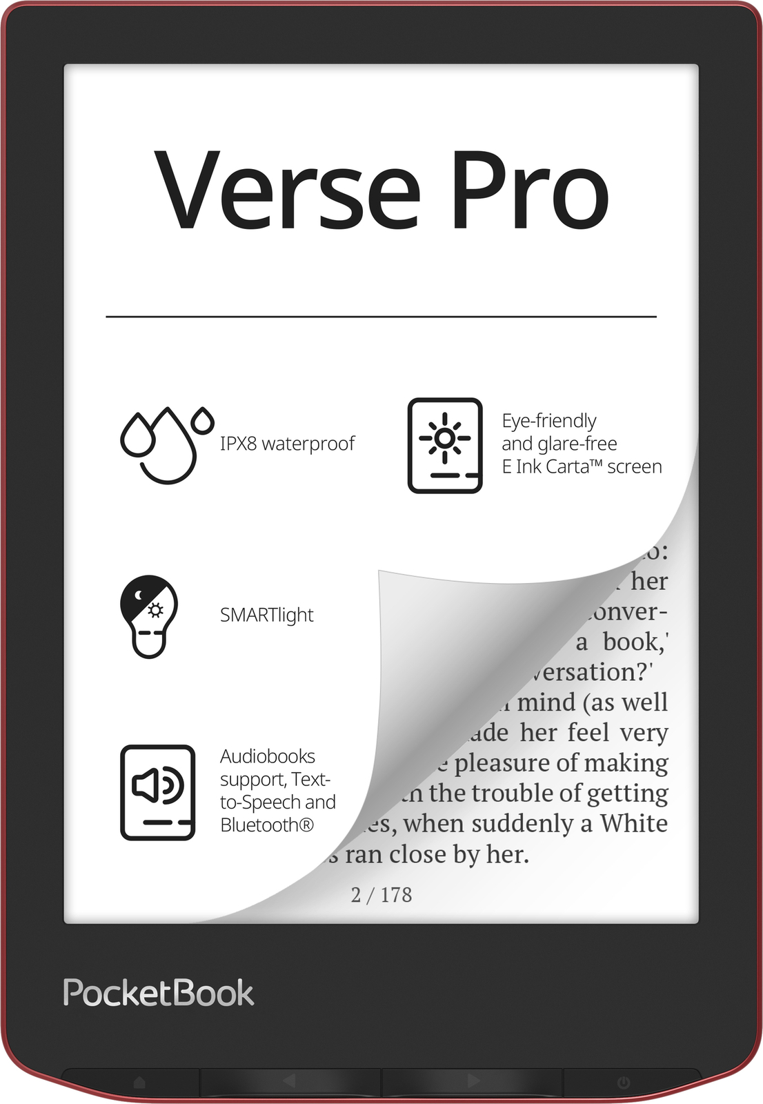 PocketBook Verse Pro eReader Rot eBook 6"" eINK Touch WLAN IPX8 SMARTlight NEU