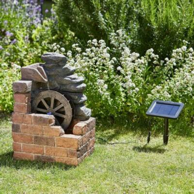 Solarbetriebenes Heywood Mühlen Wasserspiel - Harzbrunnen mit entspannendem Wasser