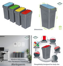 50L Large Plastic Recycling Bin Rubbish Dustbin Recycle Waste Kitchen Outdoor UK