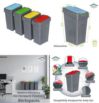 50L großer Kunststoff Recycling Eimer Mülleimer Papierkorb Küche Outdoor UK