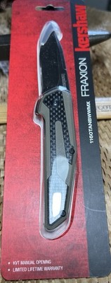 Kershaw Fraxion 8Cr13MoV BlackWash Drop Point Plain Liner Lock G10/CF