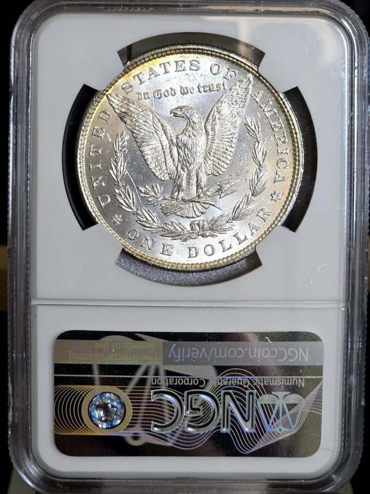 1880 Morgan Silver Dollar NGC MS64 Monster Rainbow End Roll Tab Toned Coin $1 PQ - Image 4 of 4