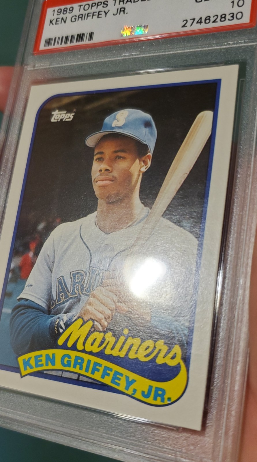1989 TOPPS TRADED #41T KEN GRIFFEY JR. RC MARINERS HOF PSA 10 view 3