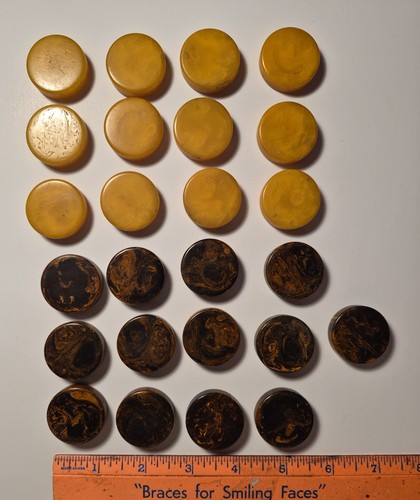 Vintage Backgammon Checkers Swirled Brown & Butterscotch Set Of 25 - Bild 2 von 7