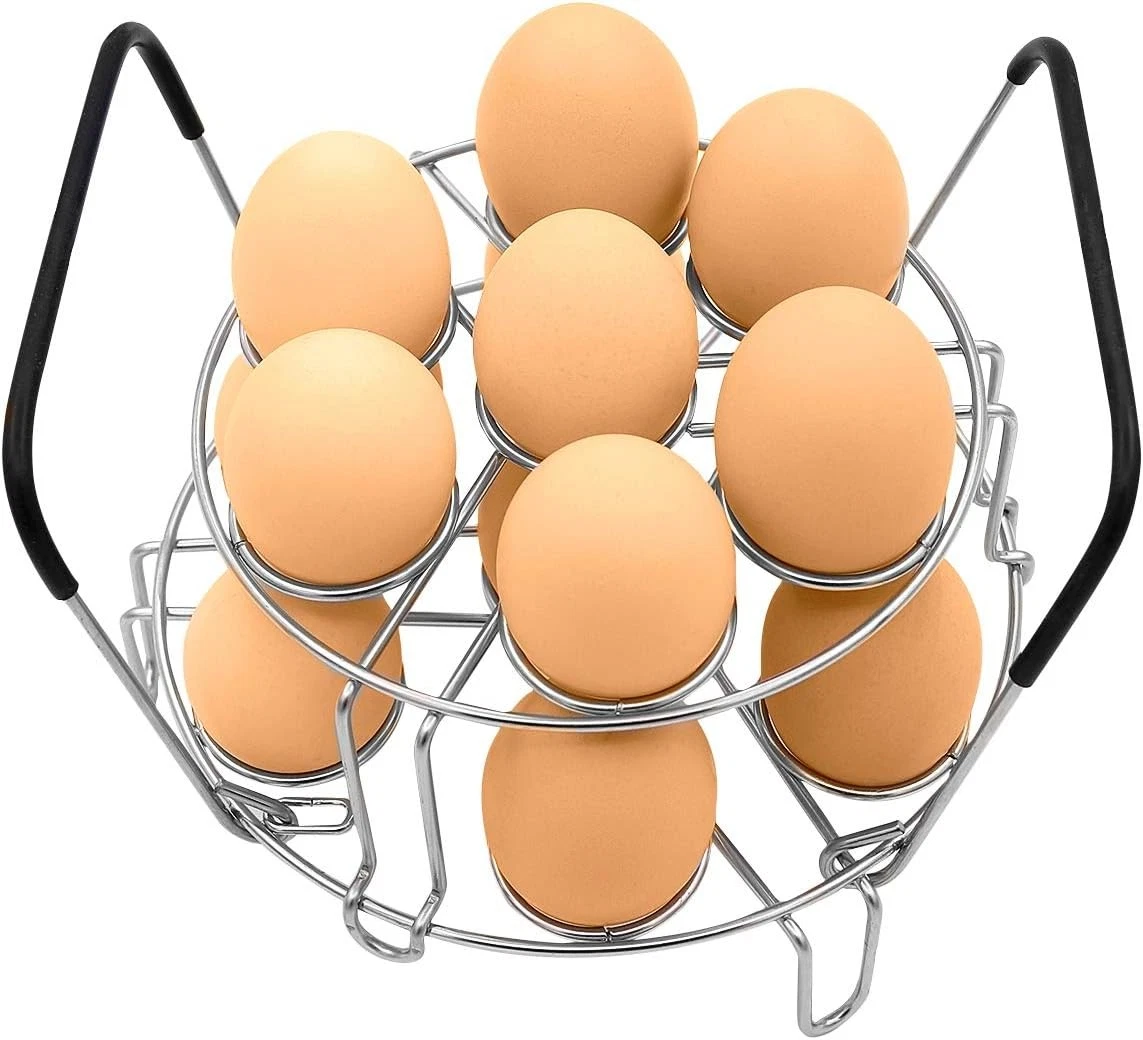 Stackable Egg Steamer Rack Egg Cooking Rack W/ Heat Resistant Silicone Handles