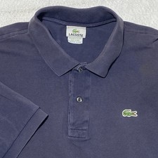 Lacoste Polo Shirt Mens Size Large Navy Blue Striped Short Sleeve