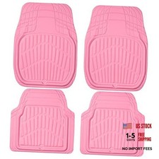 4 Piece Leather Car Floor Mats -3d Cute Girly Waterproof All Weather All Pink