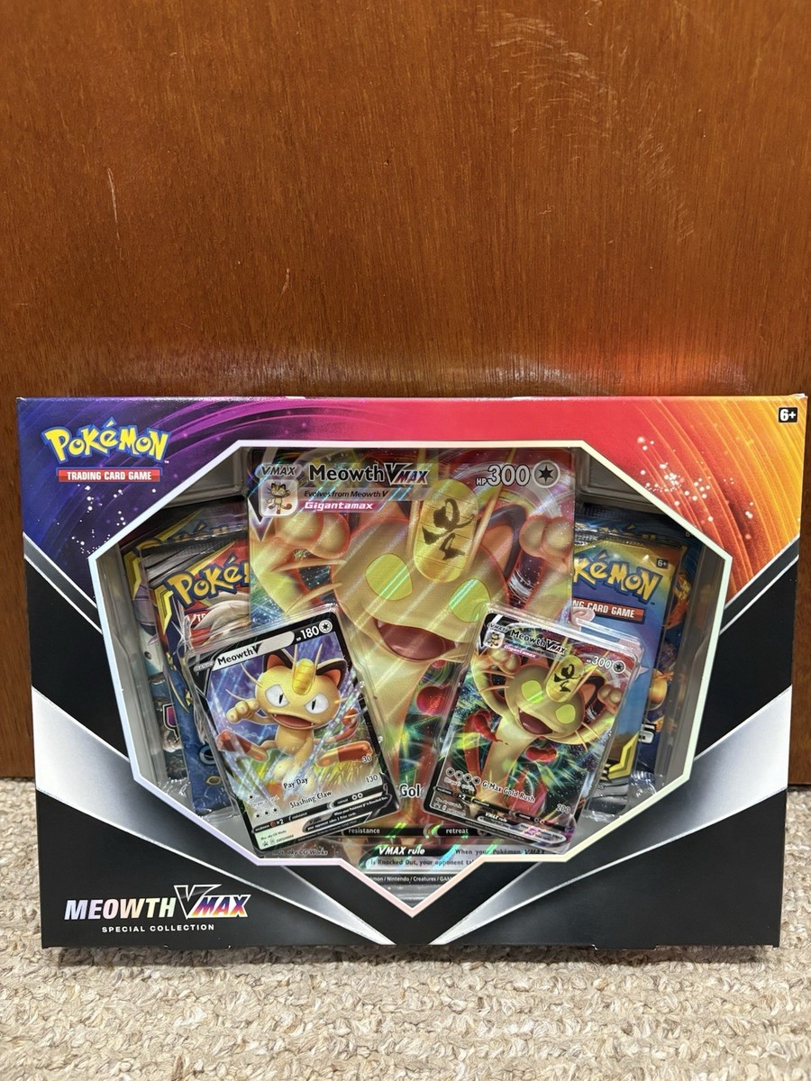 Pokemon TCG Meowth VMAX Special Collection Box - 4 Booster