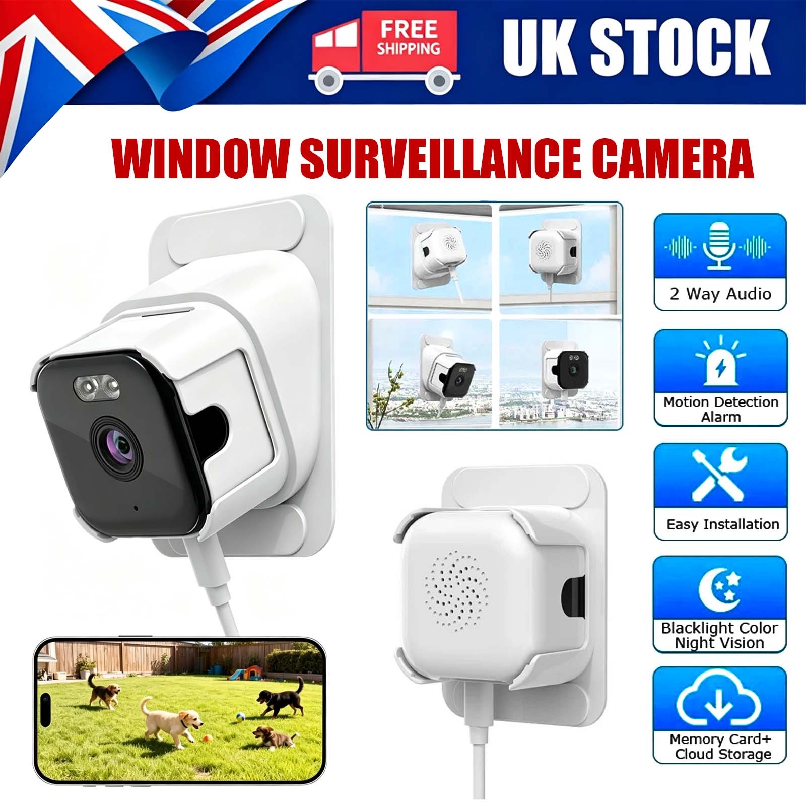 5G Window Home Security Camera WiFi 2.4/5GHz 3MP 2K Full Color Night Vision UK