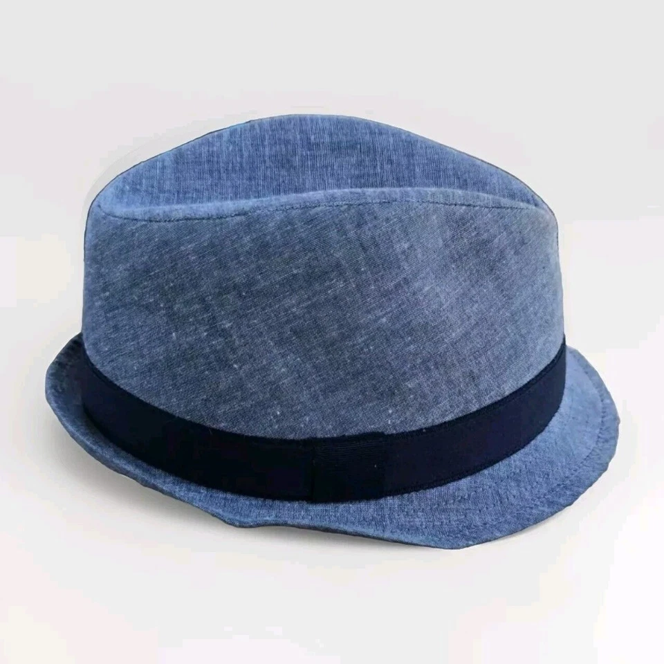 Chapéu Vintage Banana Republic Fedora Safari Xadrez Azul P/M - Imagem 3 de 4