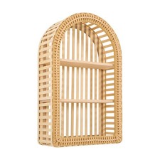 Bamboo Wall Shelf 3-Tier Handwoven Rustic Display Storage 12.2x4.7x20in