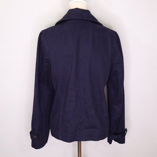 Gap Jacket Womens Small Blue Pea Coat Cotton Twill Double Breasted Unlined - Picture 2 of 24
