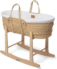 Clair de Lune Organic Palm Moses Basket With Natural Rocking Stand 75 x 28 cm