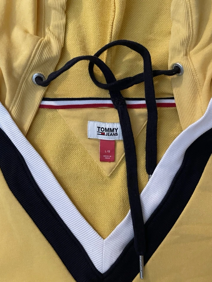 Tommy Hilfiger Dress Womens Adult Large Yellow Hooded Logo Long Sleeve - Image 2 of 4
