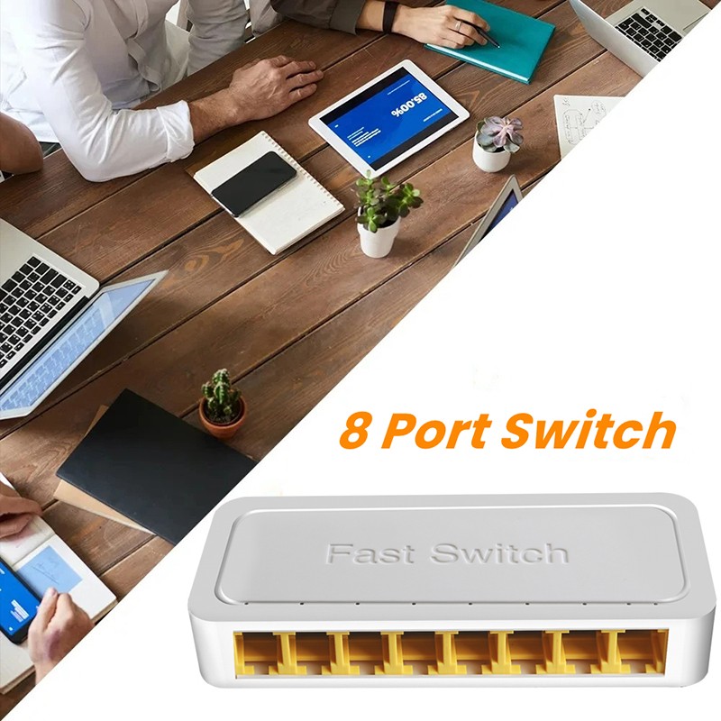 1PCS 8 Port 10/100Mbps Unmanaged Ethernet Desktop RJ45 Network Switch Hub