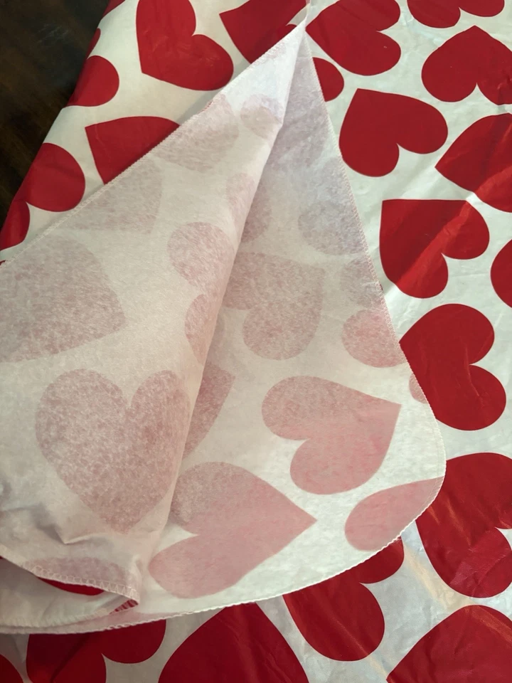 Valentines Day Hearts Red White Large Table Cloth Vinyl With Flannel Backing 120 - Image 3 of 3