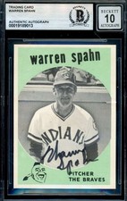 Warren Spahn Gem Mint 10 Beckett BAS Signed Trading Card Autograph