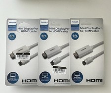Mini DisplayPort to HDMI Cable 6 Ft Audio/Video Phillips Pack 3 