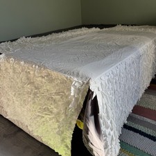 Pottery Barn Kid Crib Skirt Ruffle Petal White Cotton Blend Toddler Baby Nursery