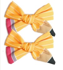 2 PCS First Day Of School Pencil Hair Clips Bows Uniform Accessories For Girls