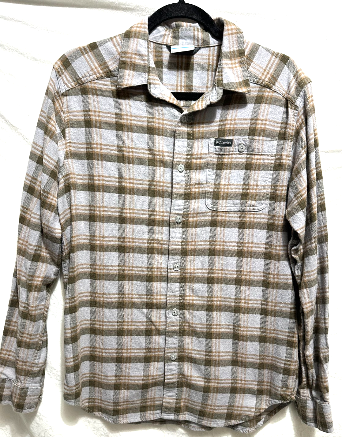 Columbia Sportswear Men's Small Brown & Gray Plaid Flannel Button Front Shirt