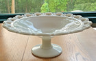 Vintage Anchor Hocking Old Colony Open Lace Edge White Milk Glass Fruit Bowl