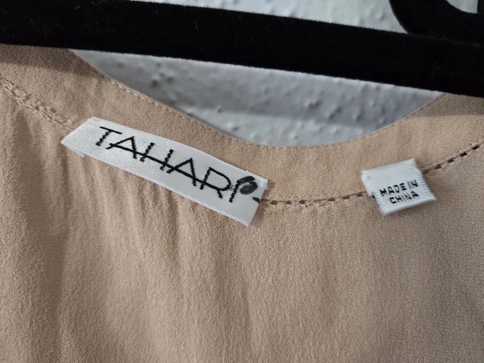 Lote 2 tops grandes 100 % seda sin mangas beige y negro para mujer Foto 2 de 4