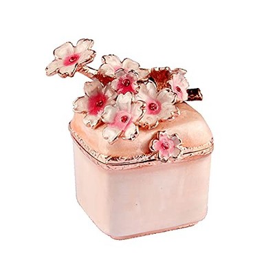 Cute Mini Cherry Blossoms Decorative Trinket Jewelry Box Ring Necklace Pink
