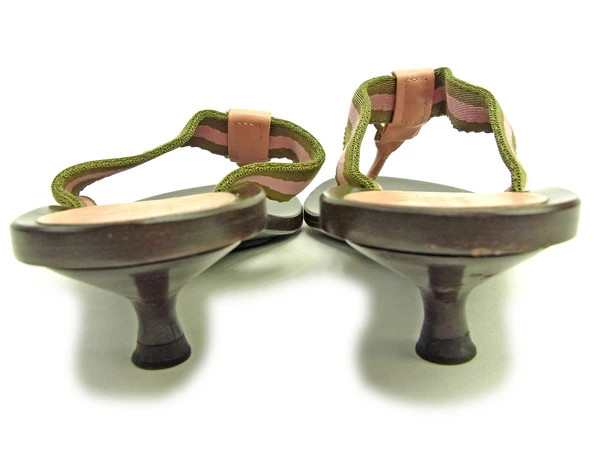 GUCCI Sandals Shoes #34 Half C Sherry Line Thong Double G Pink x Green x Dark Br thumbnail 4