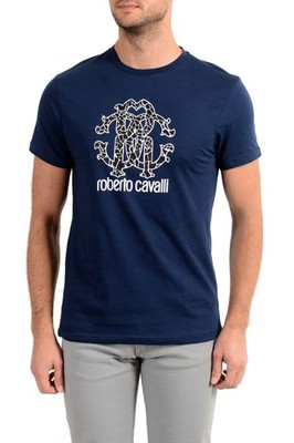 Roberto Cavalli ''Beachwear'' Men's Blue Graphic Print T-Shirt Sz S M L XL 2XL