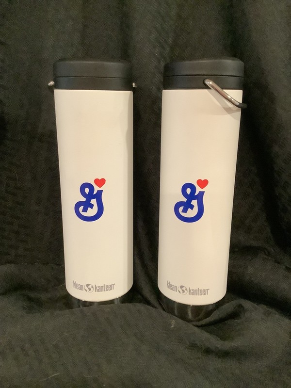 TWO Kleen Kanteen 20 fl oz Insulated Wide Mouth Water Bottle Twist Cap Black 
