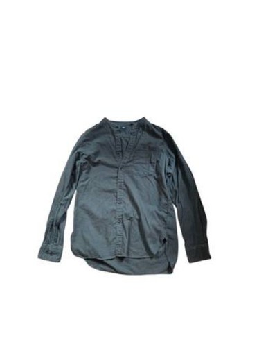 Uniqlo forest green collarless button down top, size small