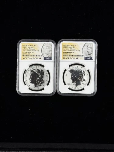 2024 S Morgan Dollar/ Peace Dollar Reverse Proof PF70 ADVANCED RELEASE SET
