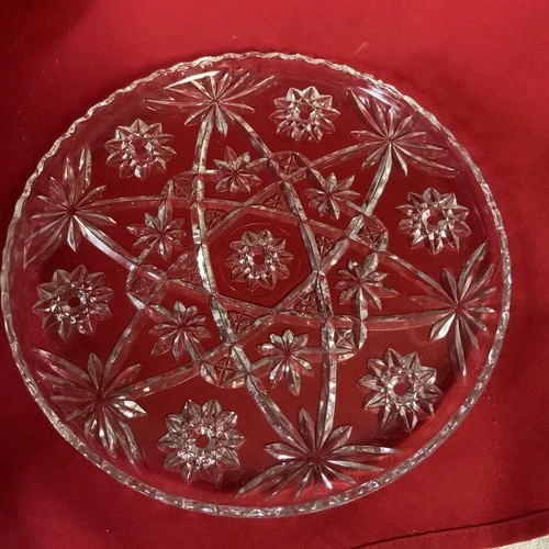 Anchor Hocking ~ Star of David 11" ~ Vintage Glass Serving Platter Cake Plate