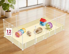 12 Panels Guinea Pig Cages, 48" x 24" x 16" DIY Small Animal Playpen with Wat...