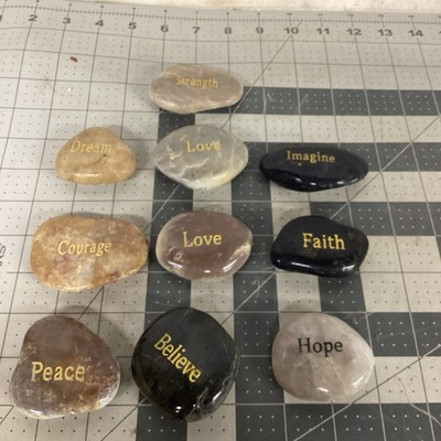 10 Pieces Inspirational Stones Natural Engraved Faith Rocks 10 Different Words