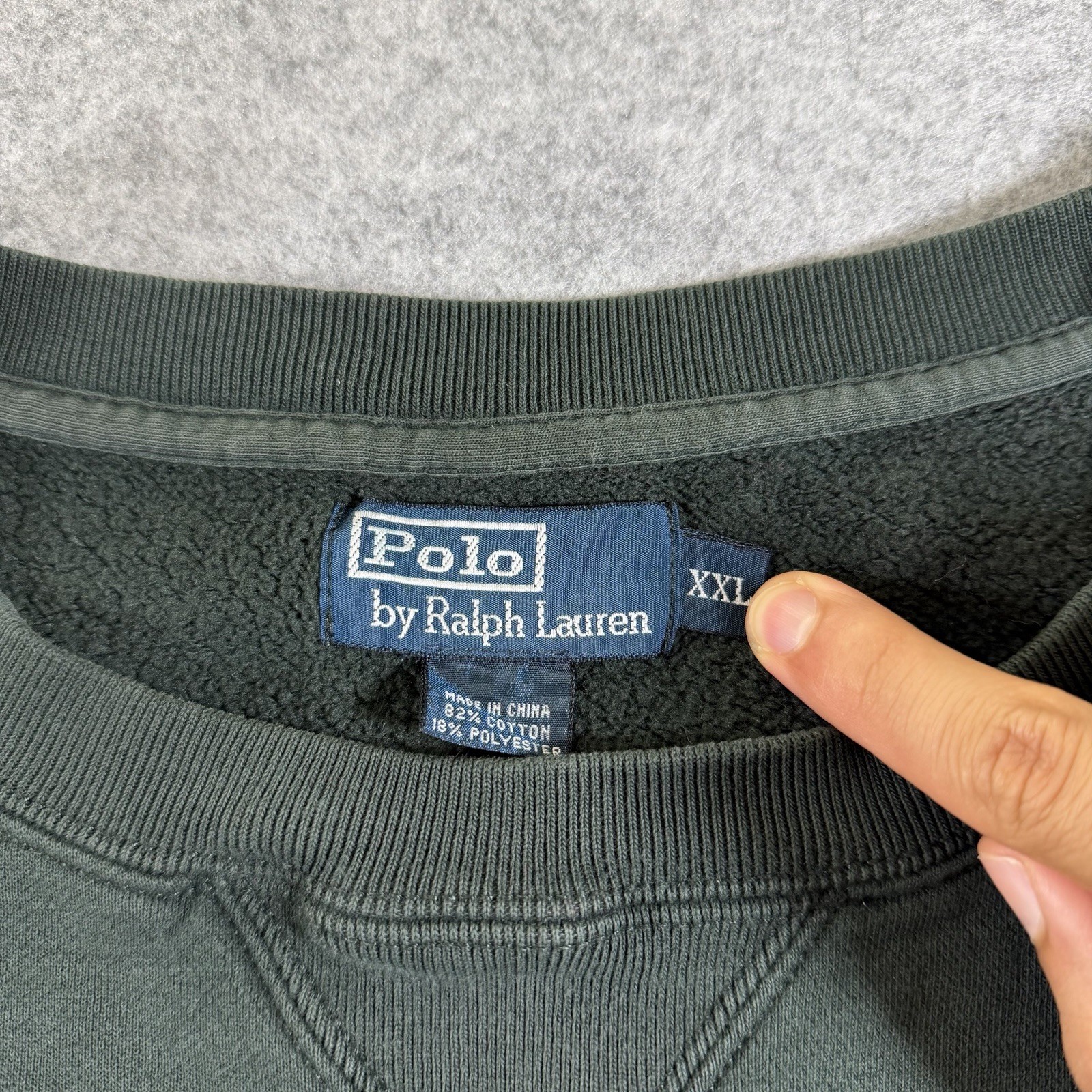 Polo Ralph Lauren Sweatshirt Mens 2XL Hunter Green Vintage 90s Crewneck *Flaws* thumbnail 5
