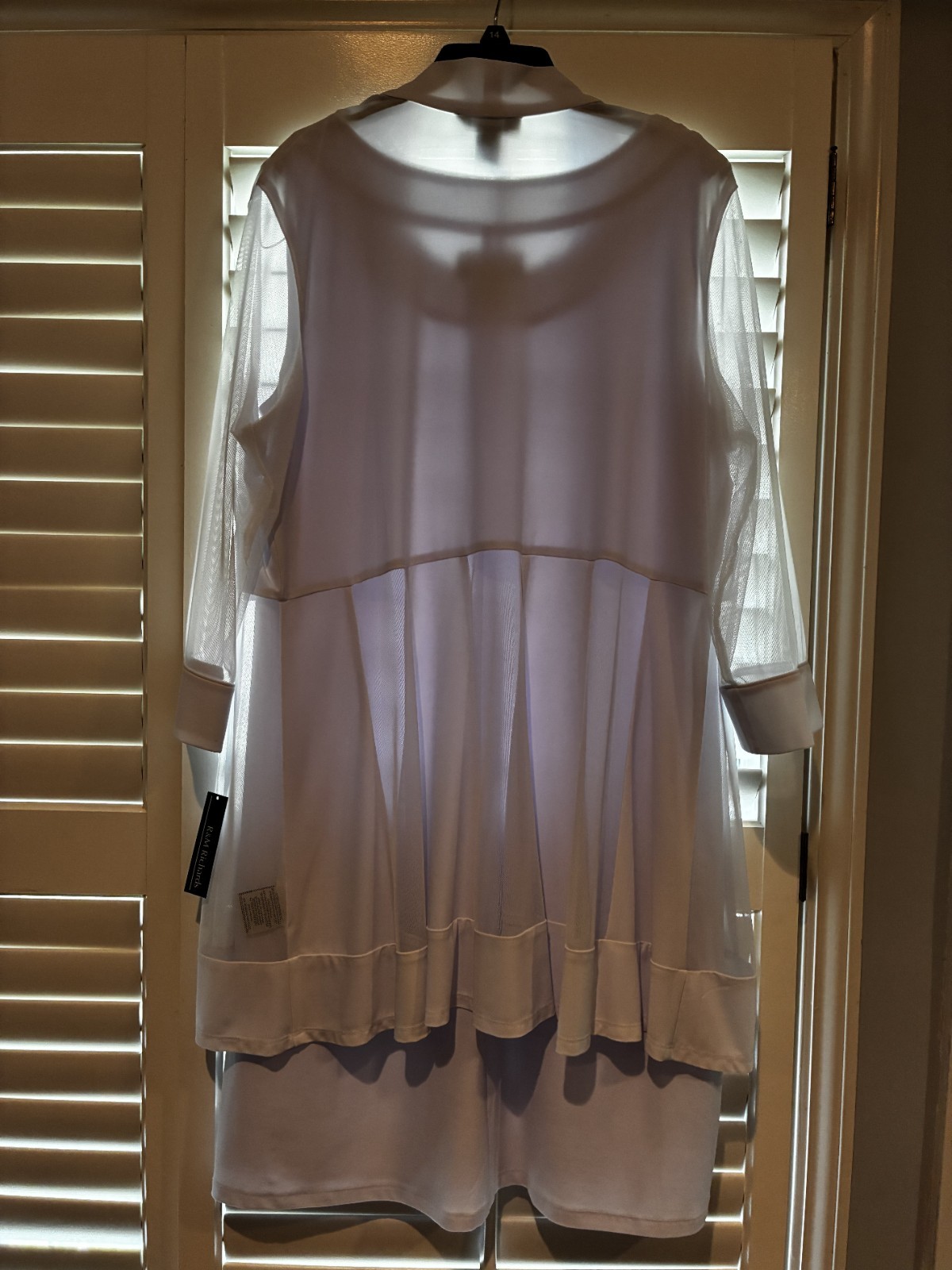 R&M Pearl Trim Women's Ice Blue Dress (Size 14)