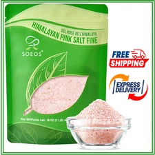 Soeos Himalayan Pink Salt, Fine Grain, 16 oz (1 Pound), Pink Himalayan Sea Salt