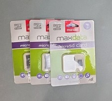 3 NEW MAXELL MAXDATA 4GB Micro SD Cards w/Adapters Class 10