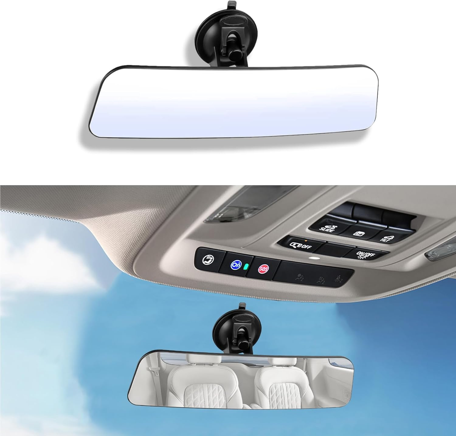 Car Rear View Mirror, anti Glare Wide Angle HD Auto inside Rearview Mirror with