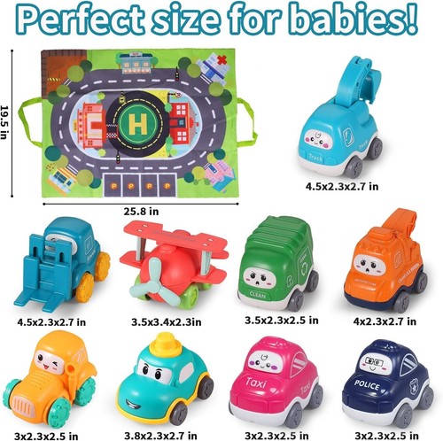 1st Birthday Gift Set: 9 PCS Baby Crane Cars with Playmat - Safe & Engaging Fun! - Picture 9 of 11