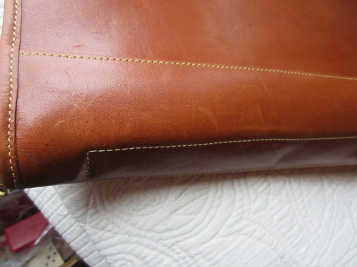COLE HAAN VTG LEATHER BRIEF CASE ORGANIZER BROWN DOUBLE ZIPPER USA MADE HANDLES - Picture 8 of 16