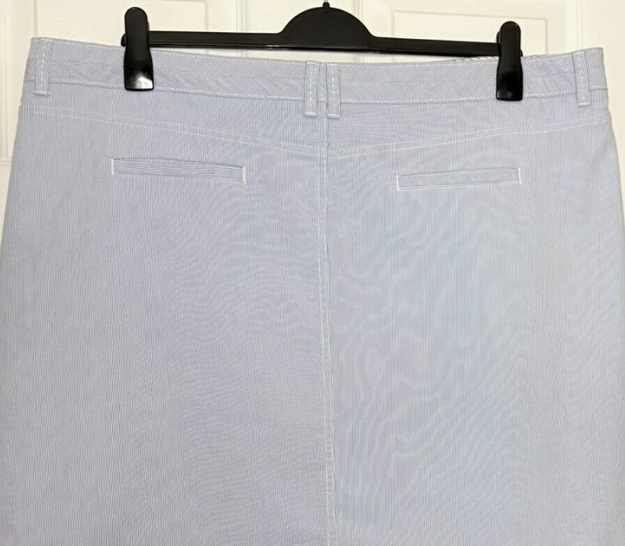 M&S Ladies Skirt Blue Striped Cotton Short Aline Stretch 22 BNWT Marks Per Una - Image 3 of 4