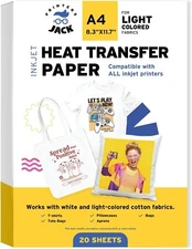 Printers Jack Iron-On Heat Transfer Paper for White and Light Fabric, 20 Pack...