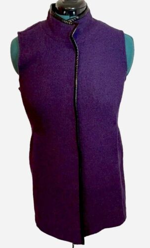 Chicos 0 (Size 4) Purple Long Line Vest Wool W/Fau