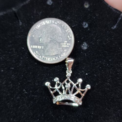 Sterling Silver & Diamond Beauty Queen Crown Pendant - Picture 3 of 3
