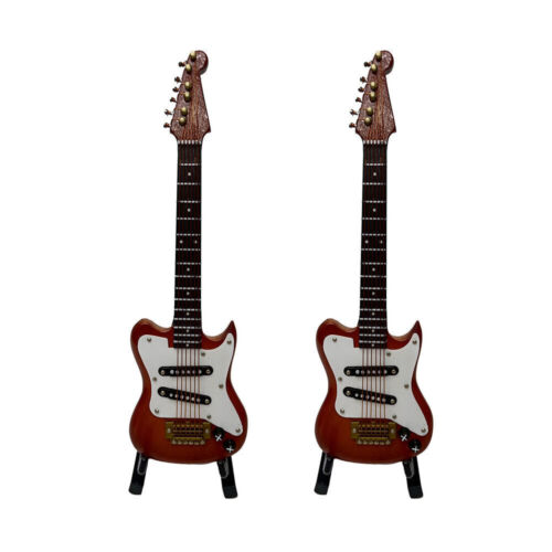 2Pcs 1:6 Dollhouse Miniature Electric Guitar Musical Instruments Furniture Decor - Picture 6 of 14